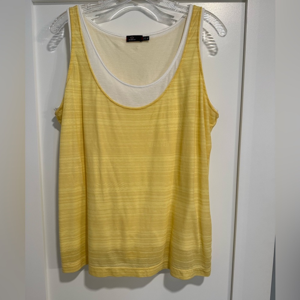 Dismero Yellow with White Two Tier Tank Top, size Xl